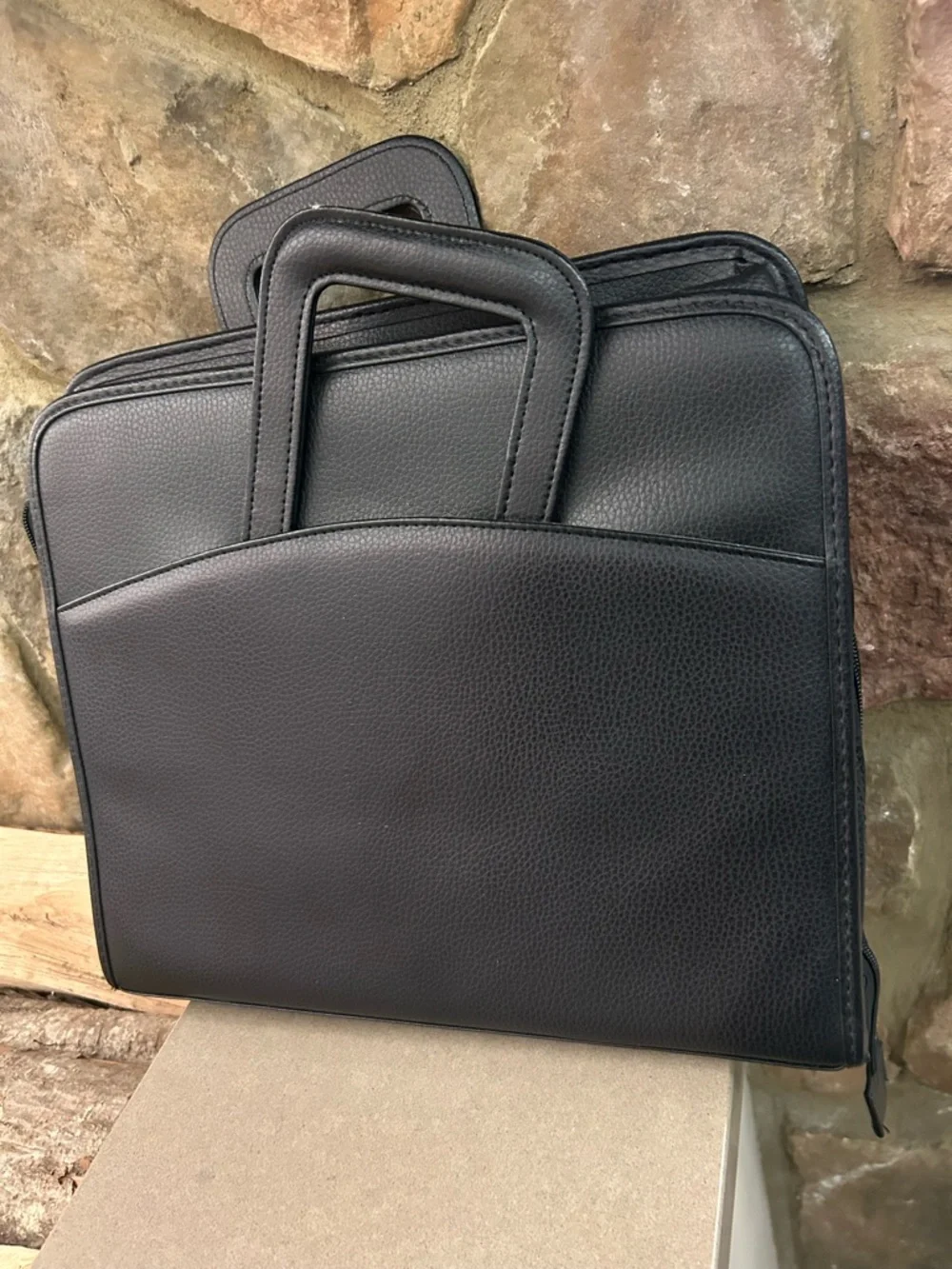 Briefcase Men's Black Laptop Bag - Professional Leather Briefcase